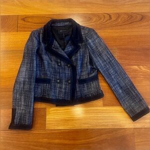 BCBG MaxAzria Tweed Black
Silver Double Breasted Wool Blend Blazer